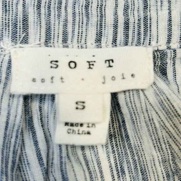 Soft Joie Tunic Womens Small Blue White Printed V-Neck Blouse Top 100% Cotton - Picture 5 of 8
